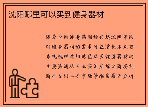 沈阳哪里可以买到健身器材